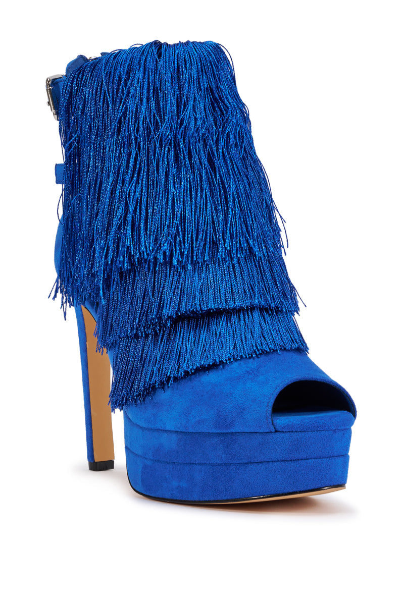 AZALEA WANG TATJANA BLUE FRINGE STILETTO SANDAL