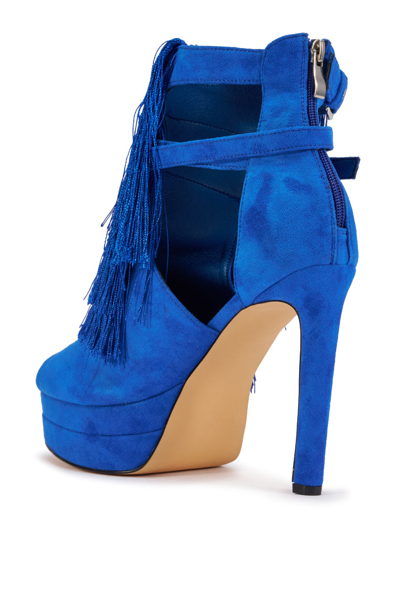AZALEA WANG TATJANA BLUE FRINGE STILETTO SANDAL