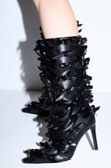 AZALEA WANG TELMO BLACK BOW EMBELLISHED BOOTIE