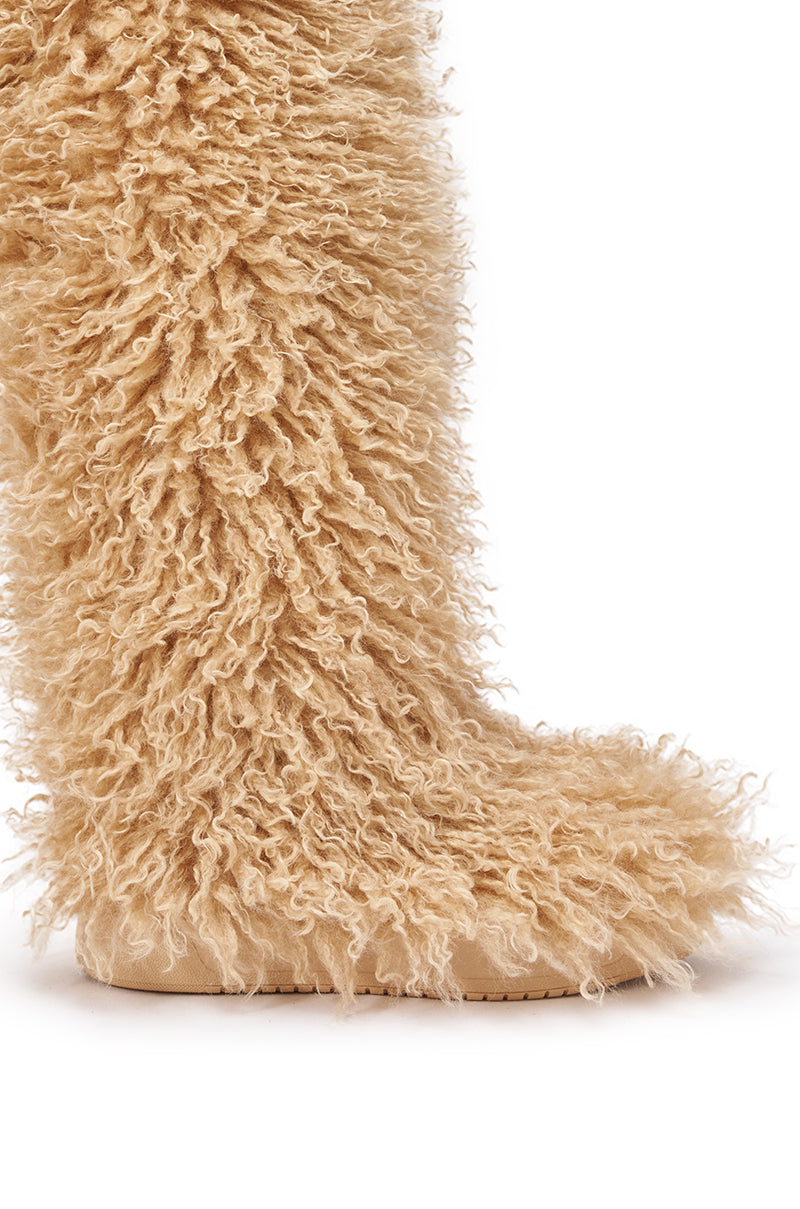 AZALEA WANG TEMPLETON NUDE POODLE FUR OVER THE KNEE BOOT