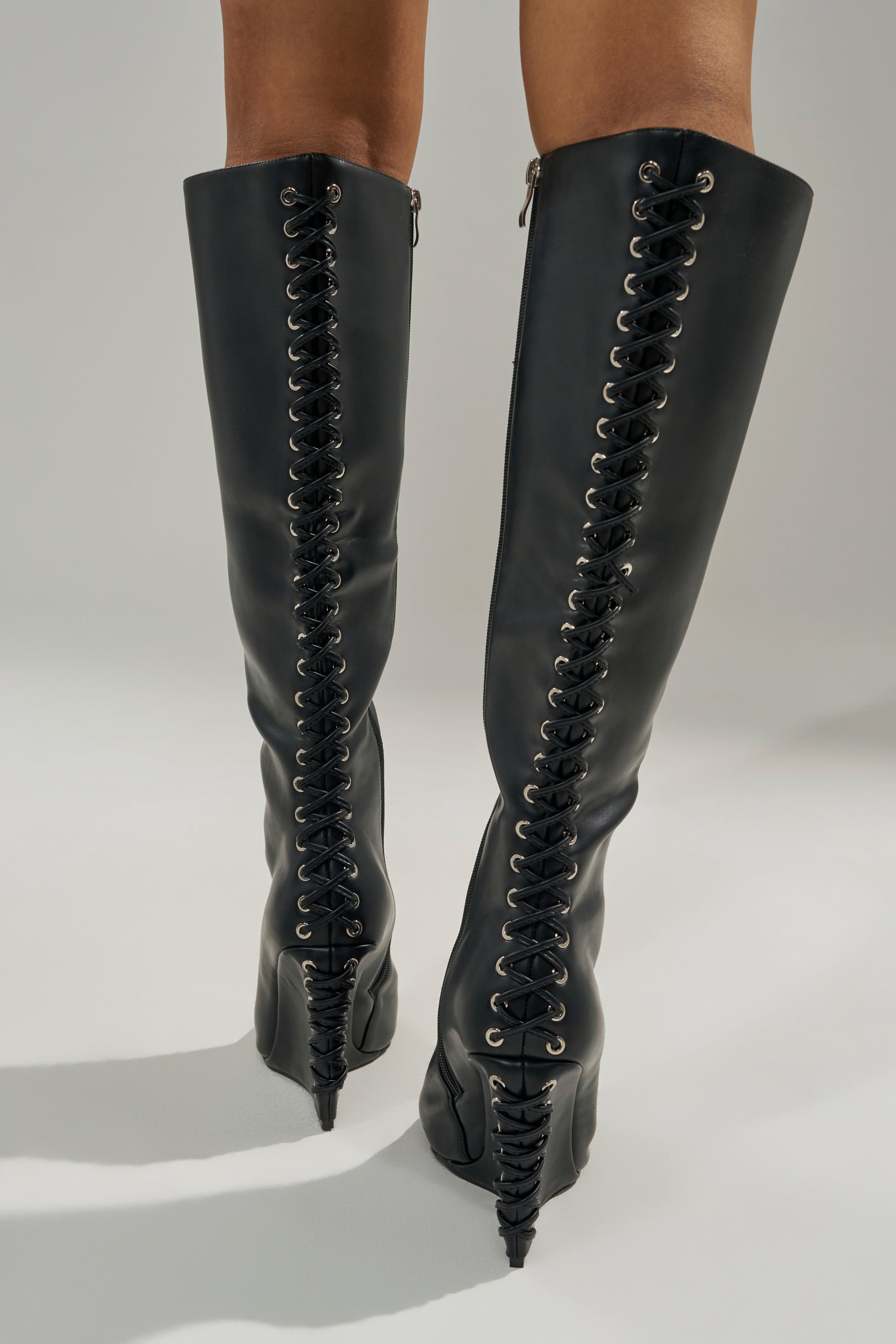 AZALEA WANG THAUMUS BLACK LACE UP WEDGE BOOT