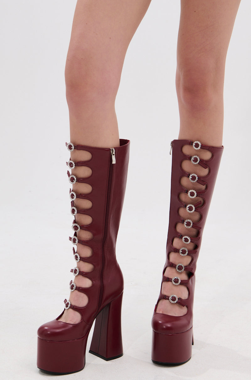 AZALEA WANG TOMLIN BURGUNDY PLATFORM BOOT