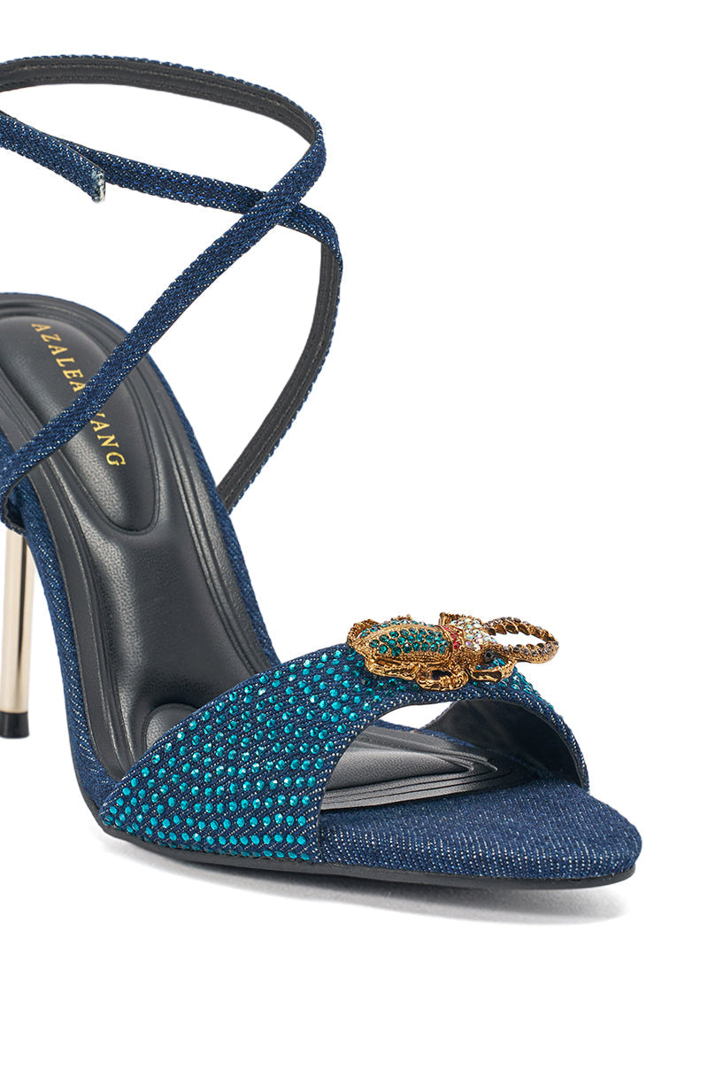 AZALEA WANG TREETOK DENIM RHINESTONE STILETTO SANDAL
