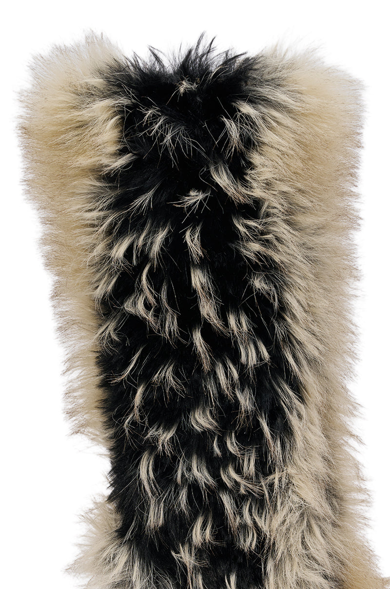 AZALEA WANG UPSTARTER BEIGE MULTI STILETTO FUR BOOT