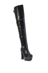 AZALEA WANG WARDELL BLACK BLOCK THIGH HIGH BOOT