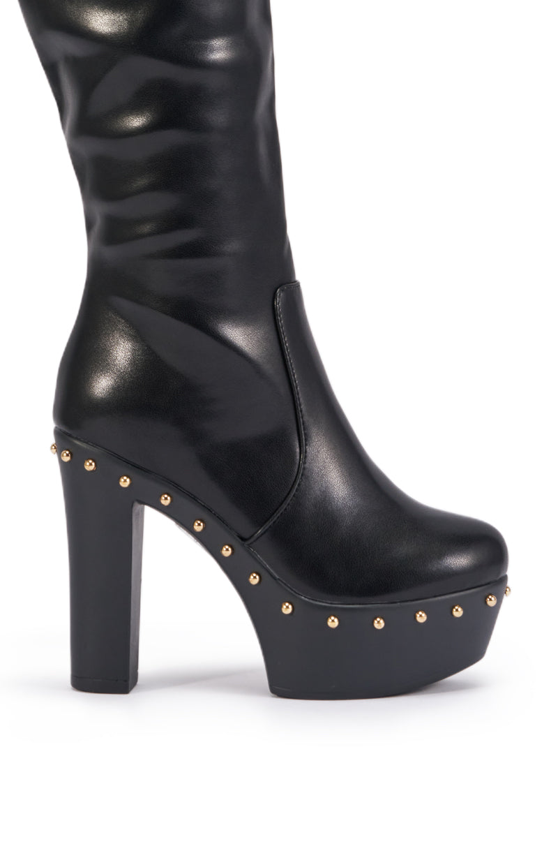 AZALEA WANG WARDELL BLACK BLOCK THIGH HIGH BOOT