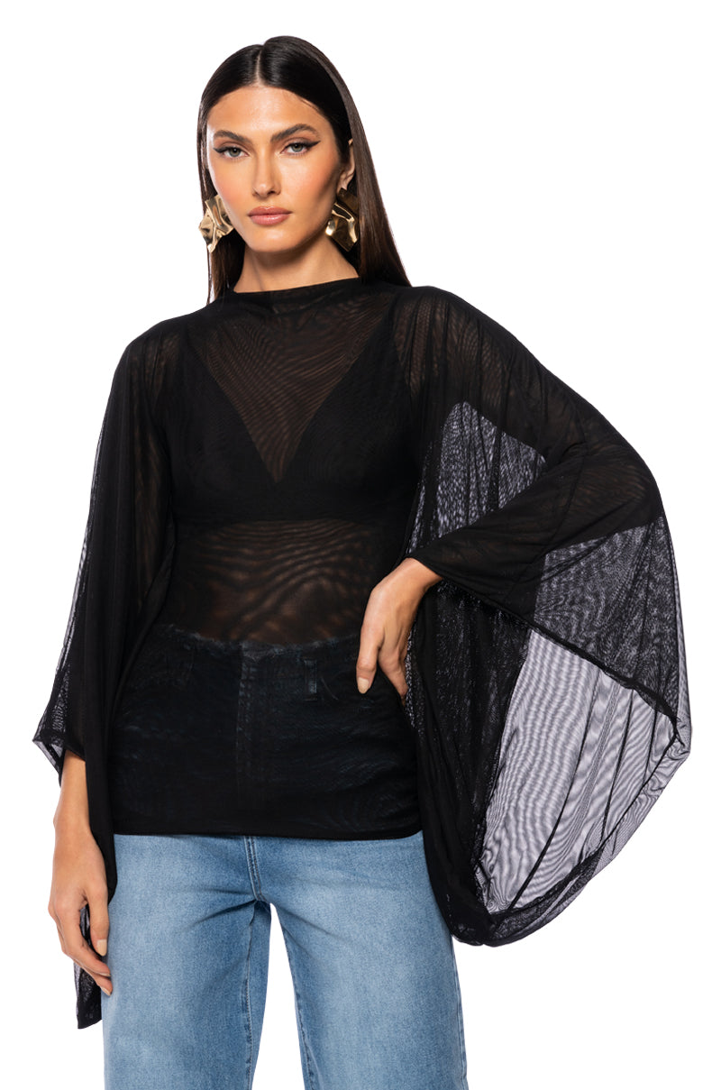 ADORE BELL SLEEVE MESH TOP