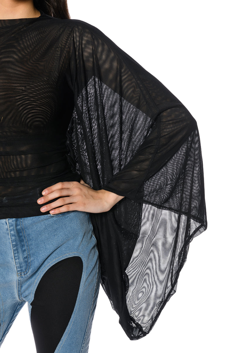 ADORE BELL SLEEVE MESH TOP