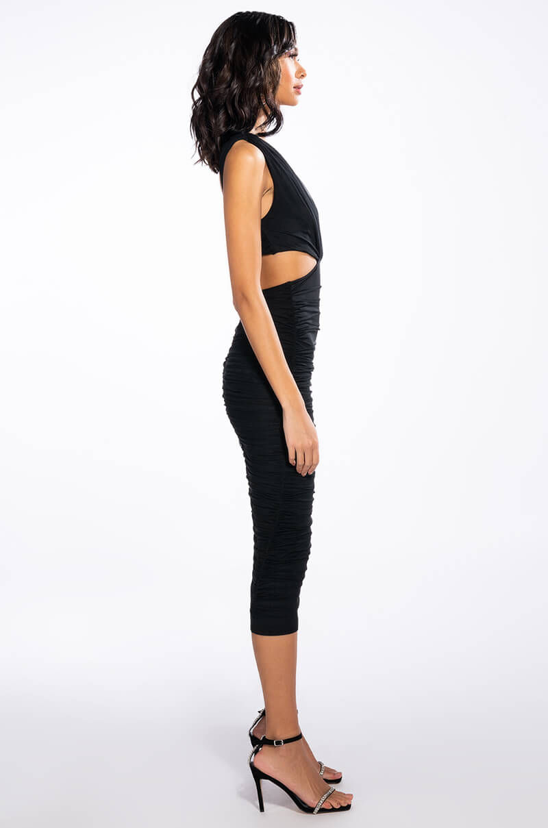 ALWAYS A SLAY THIS WAY LOW V NECK MIDI DRESS