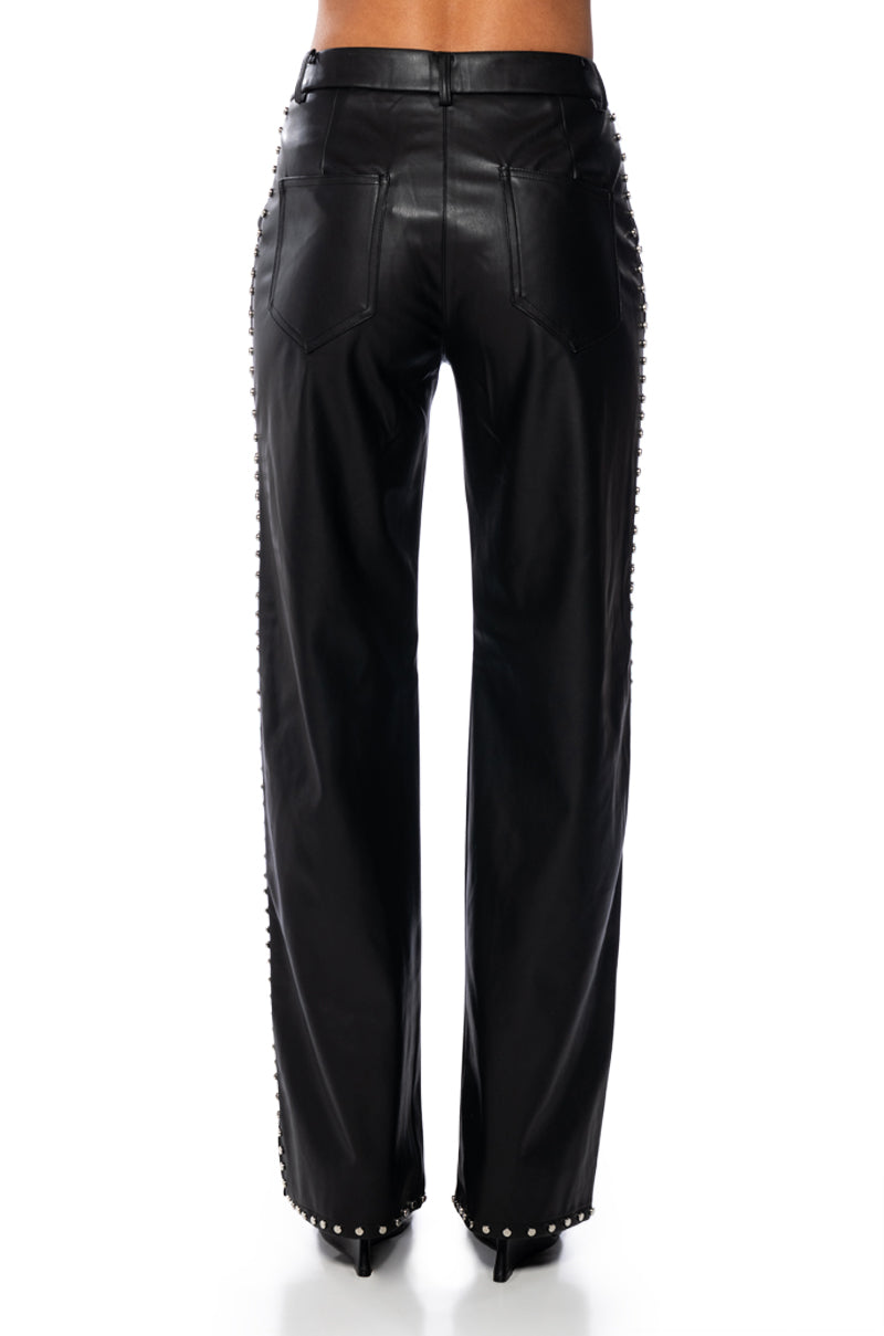 ALWAYS ON TIME FAUX LEATHER WIDE LEG PANT