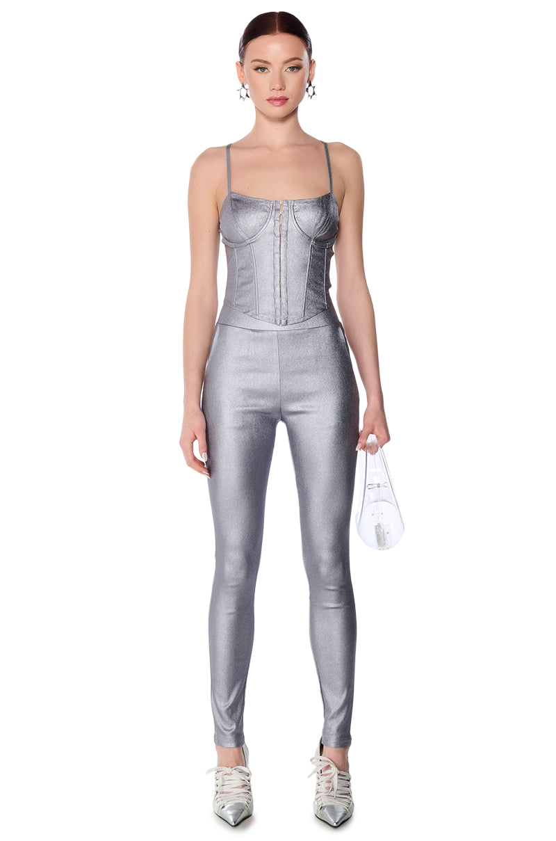 ALWAYS WINNIN SLEEVELESS FAUX LEATHER CORSET