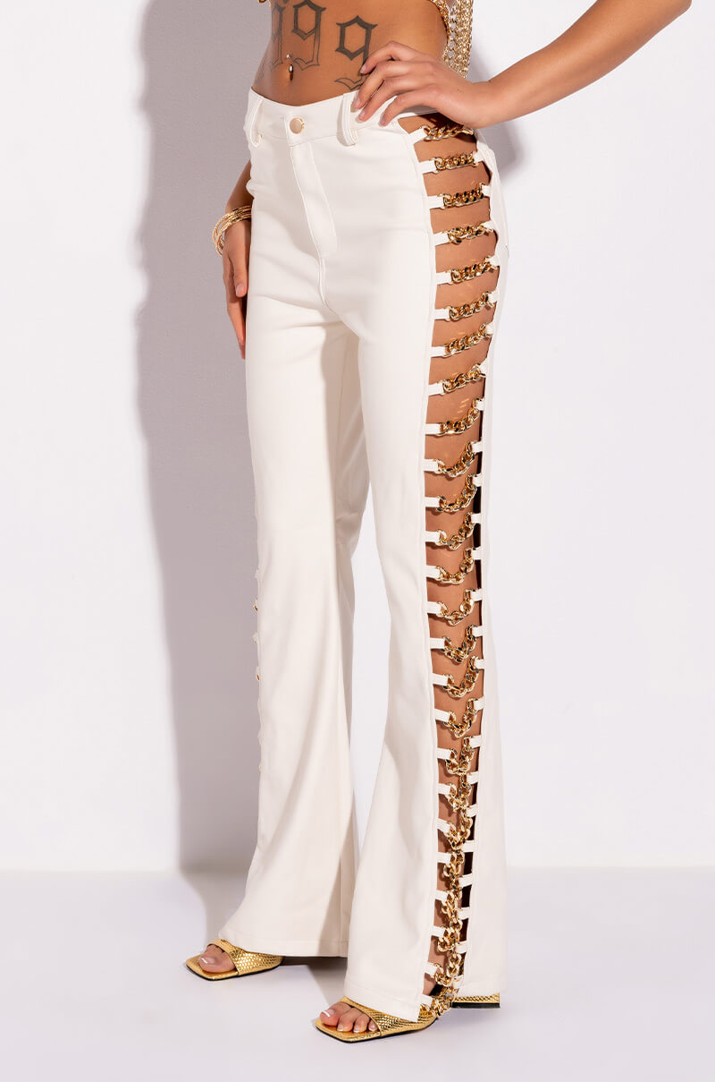 AMMO X AKIRA FAUX LEATHER SIDE CHAIN PANT
