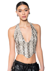 ANIMAL INSTICT HALTER NECK CORSET TOP