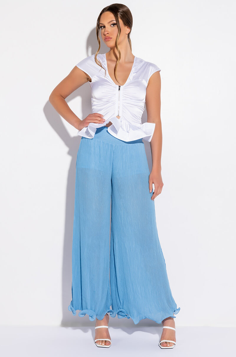 APEX SHORT SLEEVE SATIN PEPLUM BLOUSE