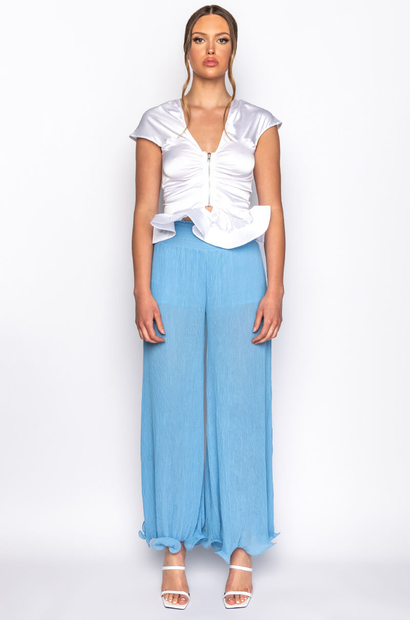 APEX SHORT SLEEVE SATIN PEPLUM BLOUSE