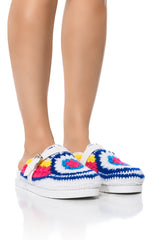 AZALEA WANG MURPHY CROCHET LOAFER IN WHITE MULTI