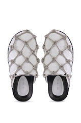 AZALEA WANG SHYLAH WHITE DIAMOND ROPE NETTED FLAT