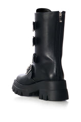 AZALEA WANG SPIKER BLACK SPIKE AND BUCKLE BOOTIE