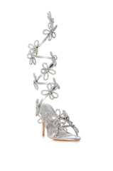AZALEA WANG SPLENDA SILVER FLOWER EMBELLISHED COIL SANDAL
