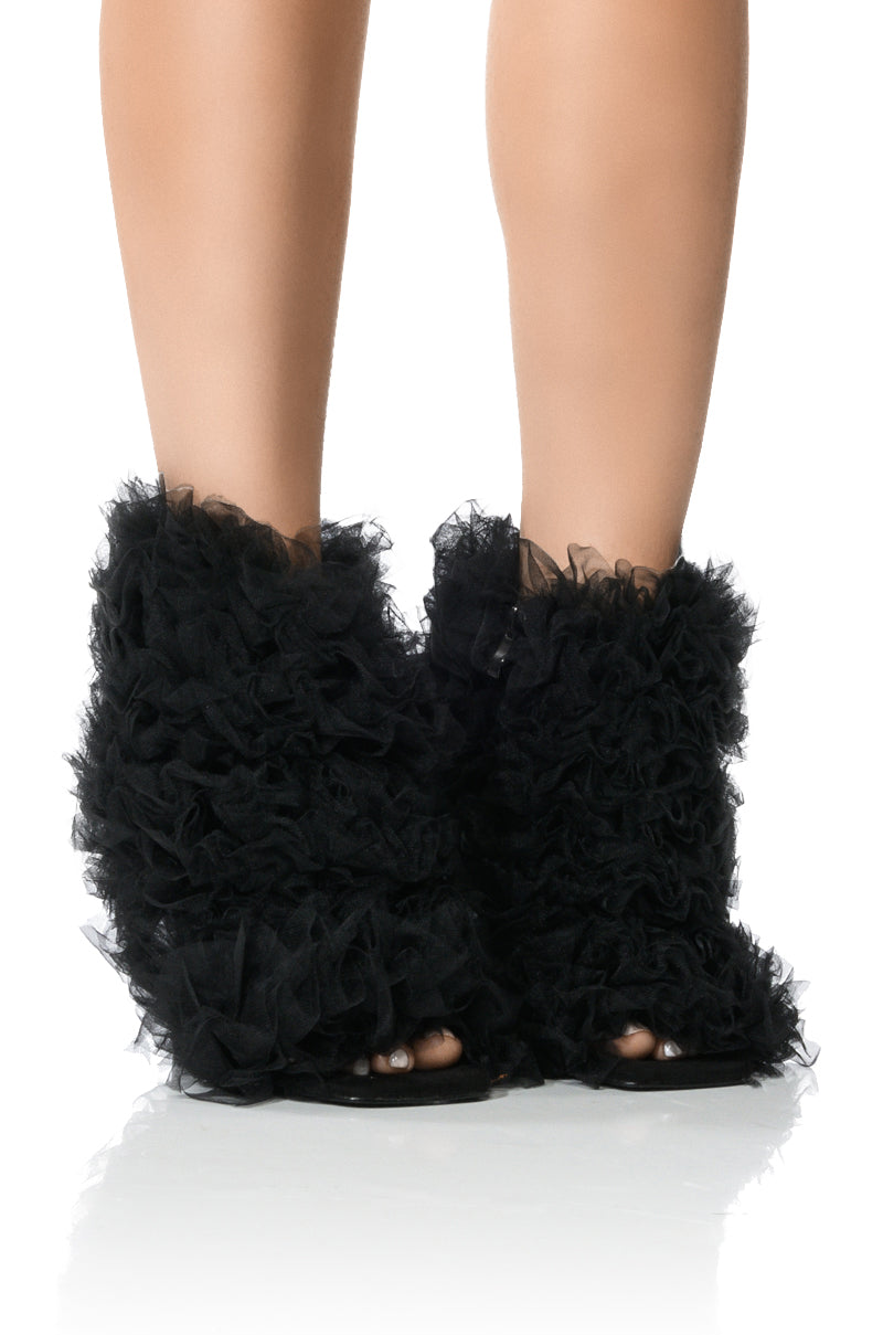 AZALEA WANG TUTU TULLE STILETTO BOOTIE IN BLACK