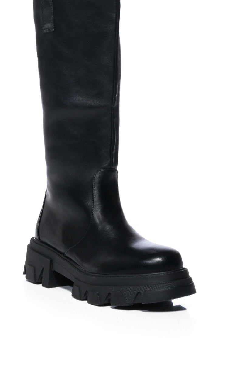 AZALEA WANG VALERIE SLIP ON PINK BOOT IN BLACK