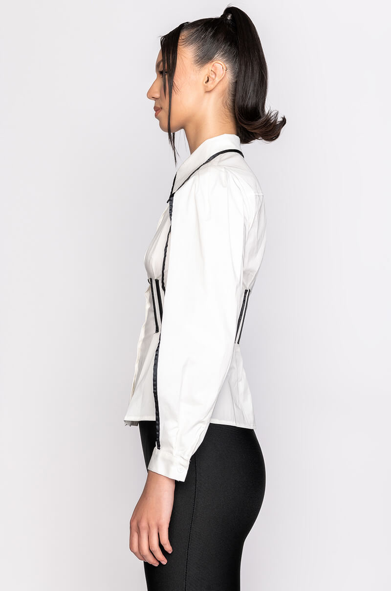 BARDOT CONTRAST TRIM BUTTON DOWN BLOUSE