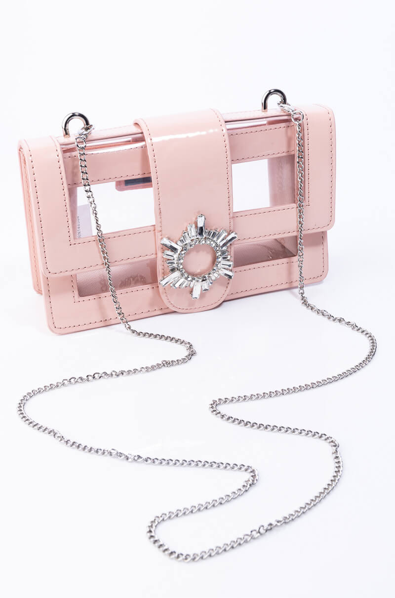 CLEAR NUDE EMBELLISHED PURSE