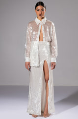 COLD AS ICE SEQUIN BUTTON DOWN SHIRT