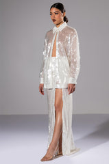COLD AS ICE SEQUIN BUTTON DOWN SHIRT