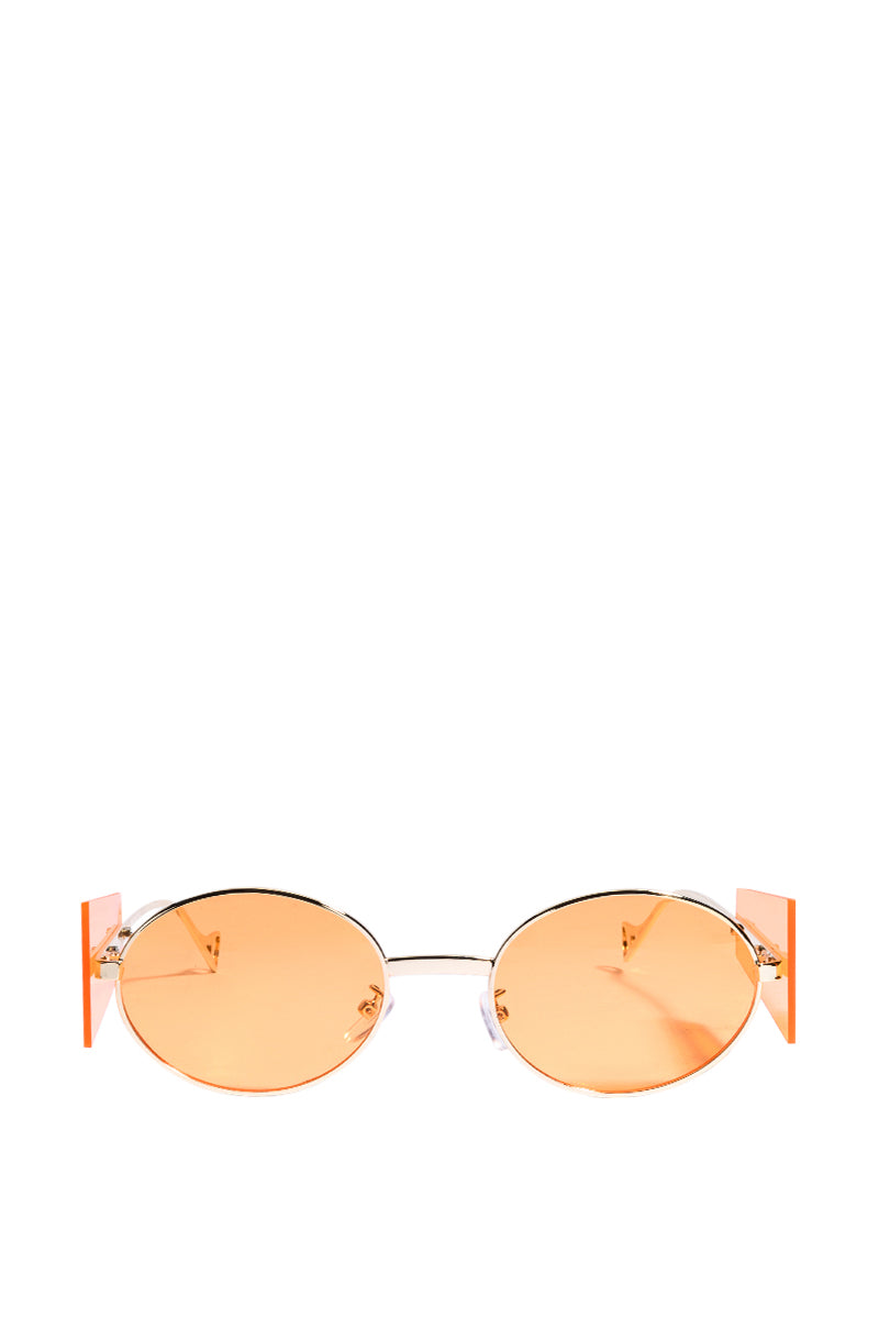 CONTEMPORARY ART RIMLESS SUNNIES IN ORANGE