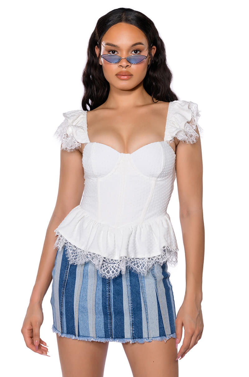 DAINTY RUFFLES PEPLUM CORSET TOP